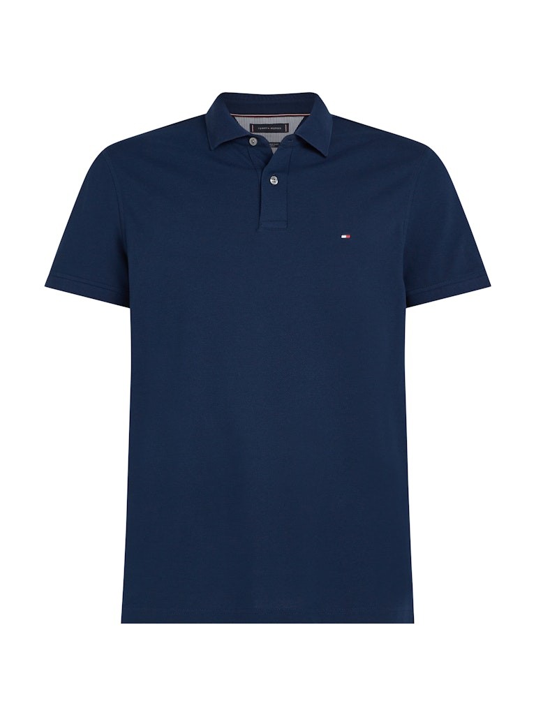 Tommy Hilfiger Organik Pamuk Lacivert Erkek Kısa Kollu Düğmeli Polo Yaka T-Shirt - MW0MW17770DAF