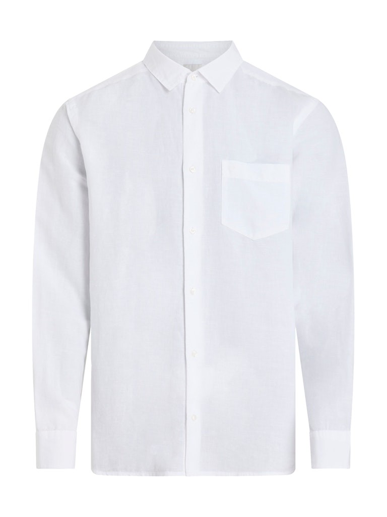 Calvin Klein Keten Beyaz Erkek Uzun Kollu Gömlek - K10K114488YAA