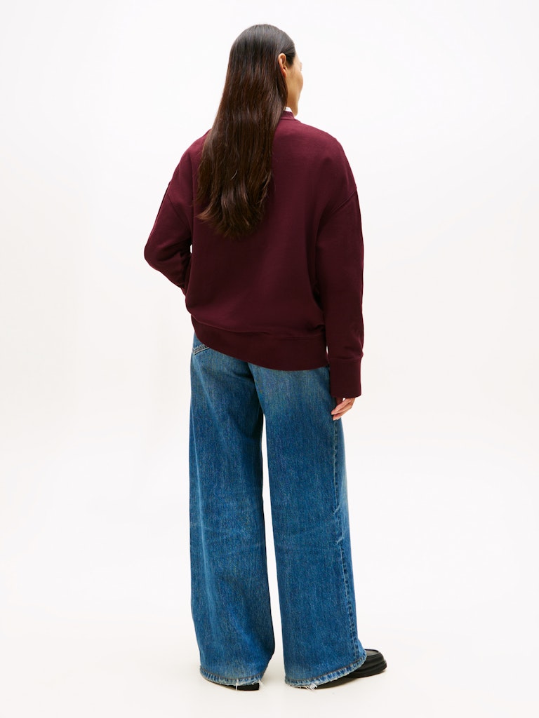 Tommy Hilfiger Kadın Bordo O Yaka Sweatshirt