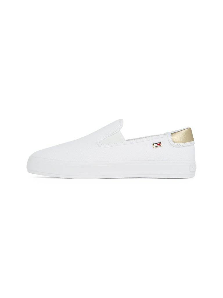Tommy Hilfiger Pamuk Beyaz Kadın Kısa Taban Sneakers - FW0FW08645YBS