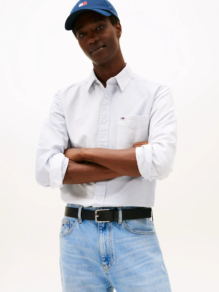 Tommy Hilfiger Erkek Mavi Oxford Rahat Kesim Gömlek