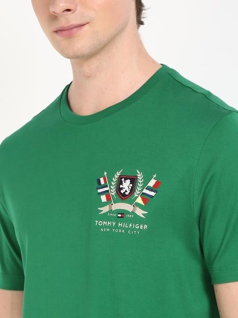 Tommy Hilfiger Pamuk Yeşil Erkek Kısa Kollu T-Shirt - MW0MW39970L4F