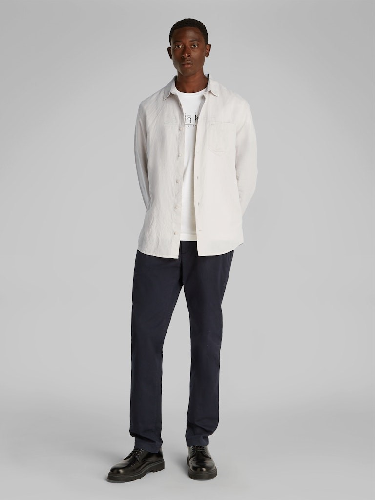 Calvin Klein Keten Bej Erkek Uzun Kollu Gömlek - K10K114488PE0