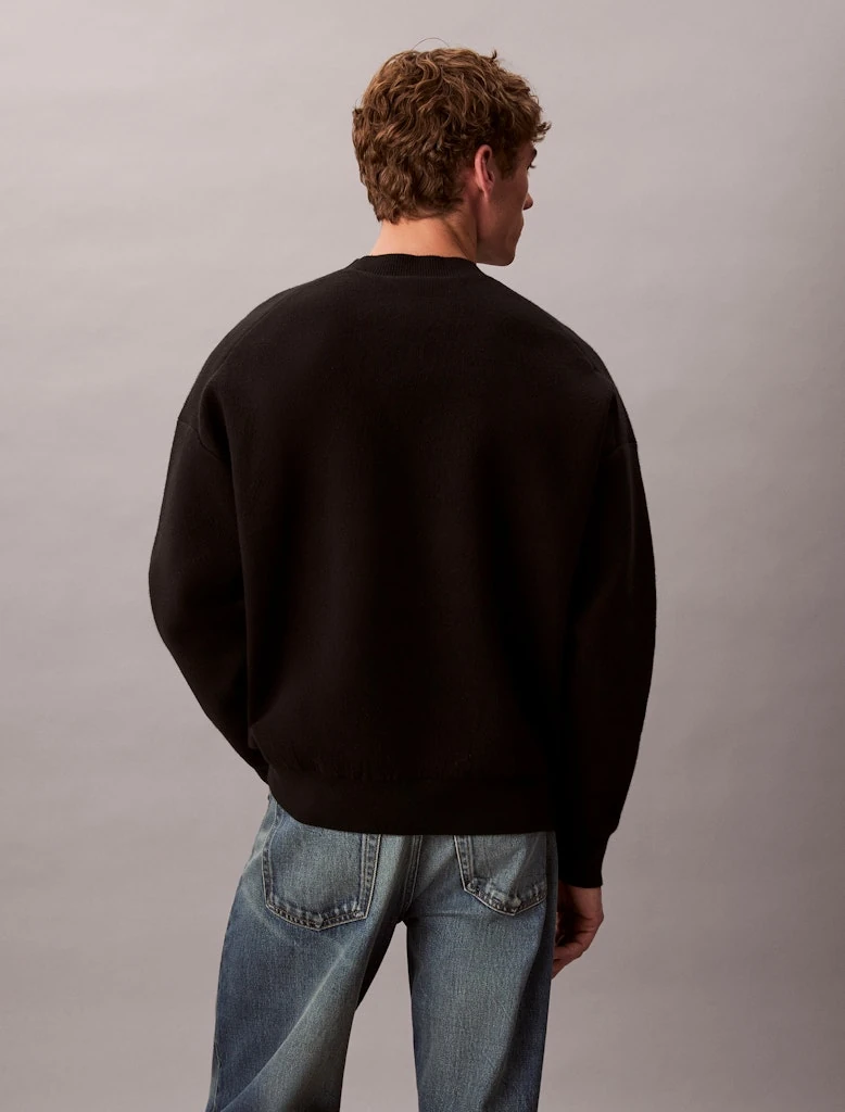 Calvin Klein Erkek Siyah O Yaka Logolu Triko