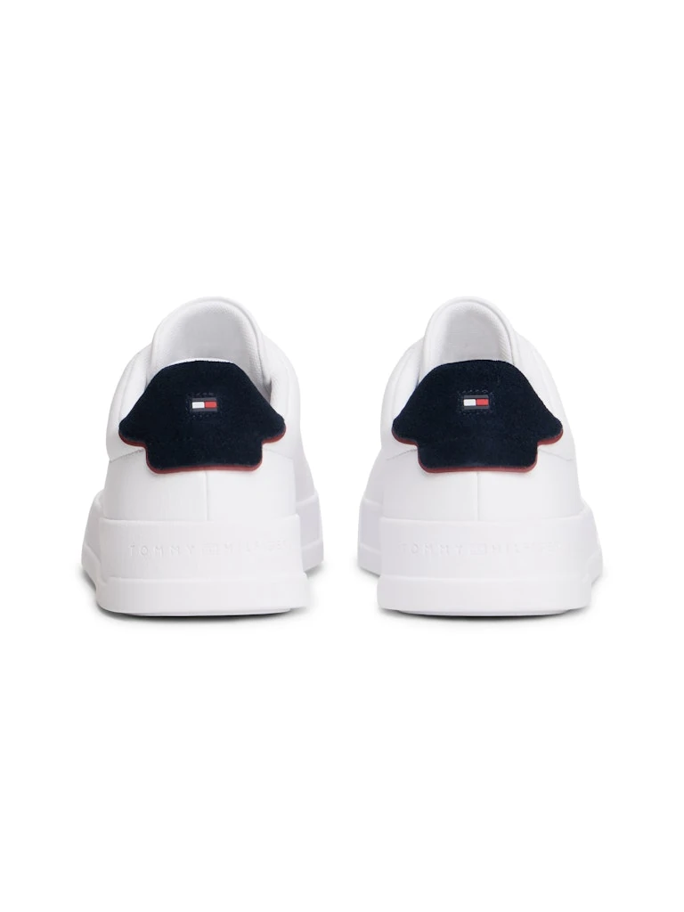 Tommy Hilfiger Erkek Beyaz Deri Kısa Taban Court Sneakers