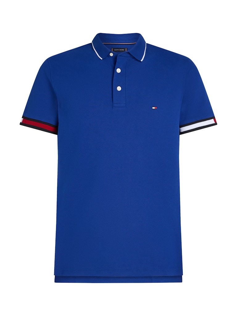 Tommy Hilfiger Organik Pamuk Mavi Erkek Kısa Kollu Düğmeli Polo Yaka T-Shirt