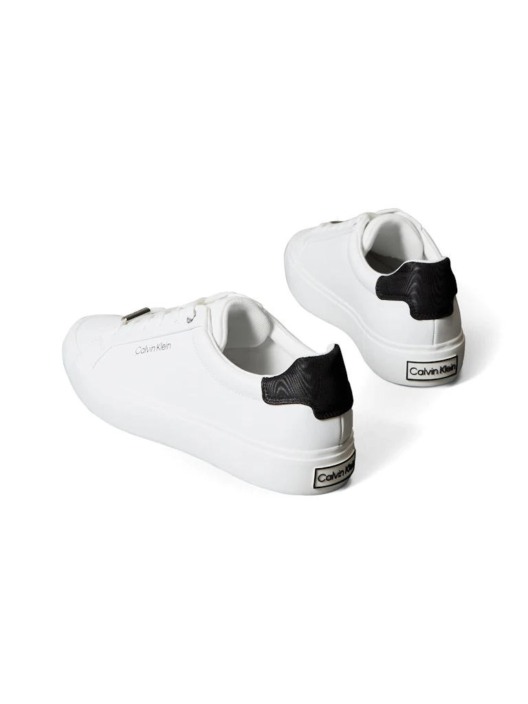Calvin Klein Kadın Beyaz Deri Kısa Taban Klasik Sneakers