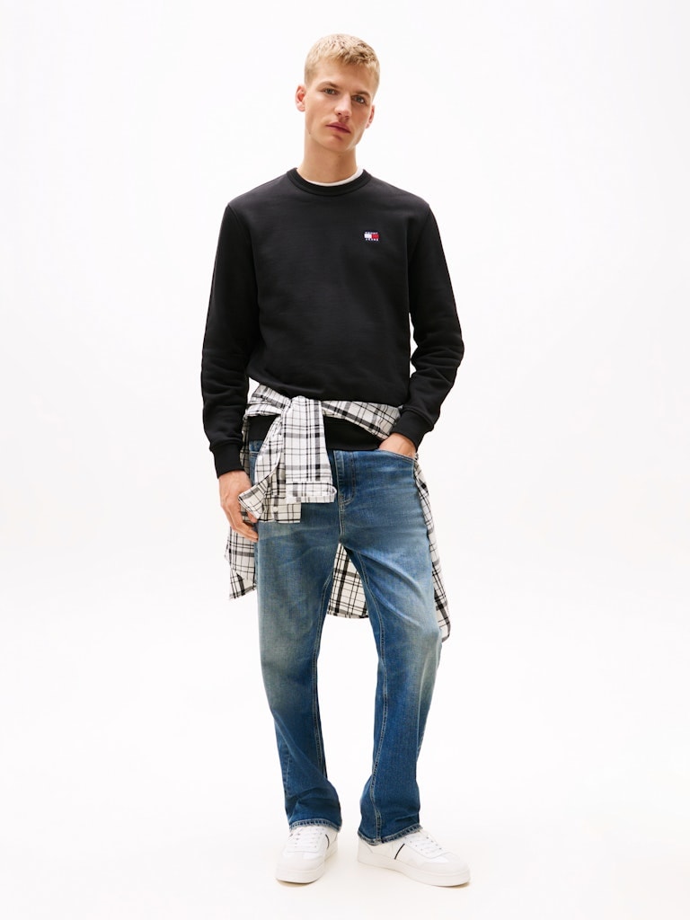 Tommy Hilfiger Erkek Logolu Siyah Sweatshirt