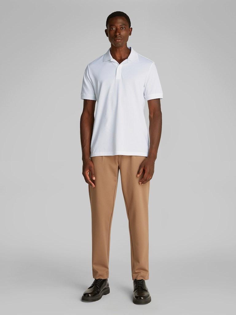 Calvin Klein Organik Pamuk Beyaz Erkek Kısa Kollu Düğmeli Polo Yaka T-Shirt - K10K114484YAF