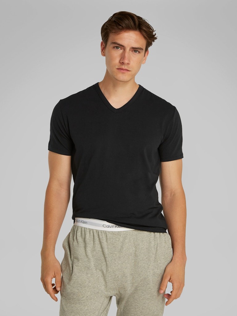 Calvin Klein Pamuk Siyah Erkek V Yaka 3 lü Paket T-Shirt
