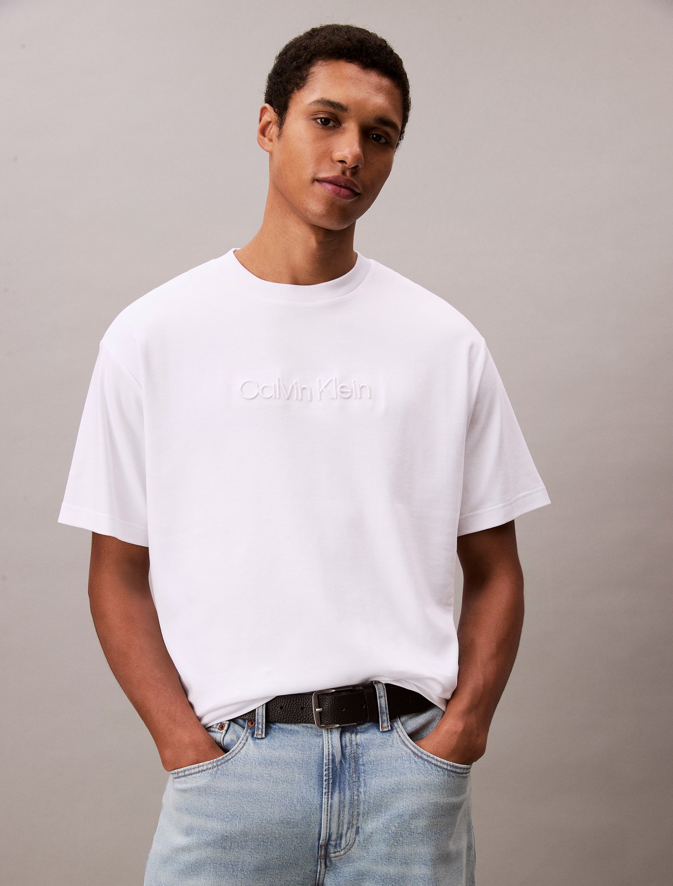 Calvin Klein Erkek Beyaz O Yaka T Shirt