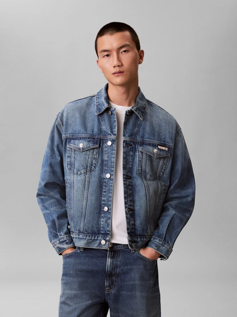 Calvin Klein Erkek Mavi Denim Kot Mont