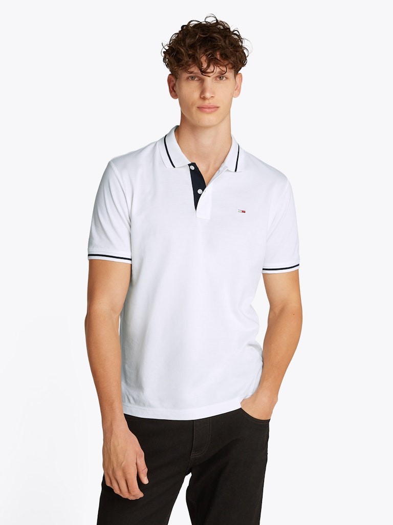 Tommy Hilfiger Rejeneratif Pamuk Beyaz Erkek Kısa Kollu Düğmeli Polo Yaka T-Shirt - DM0DM20745YBL