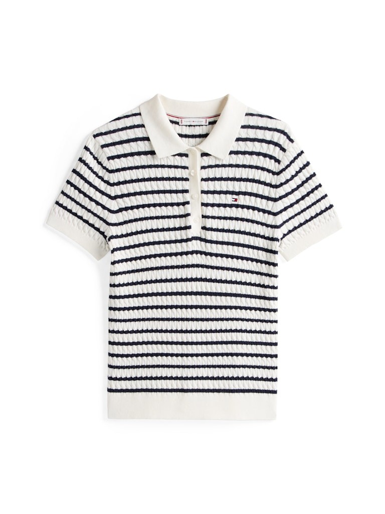 Tommy Hilfiger Kadın Beyaz Polo Yaka Triko