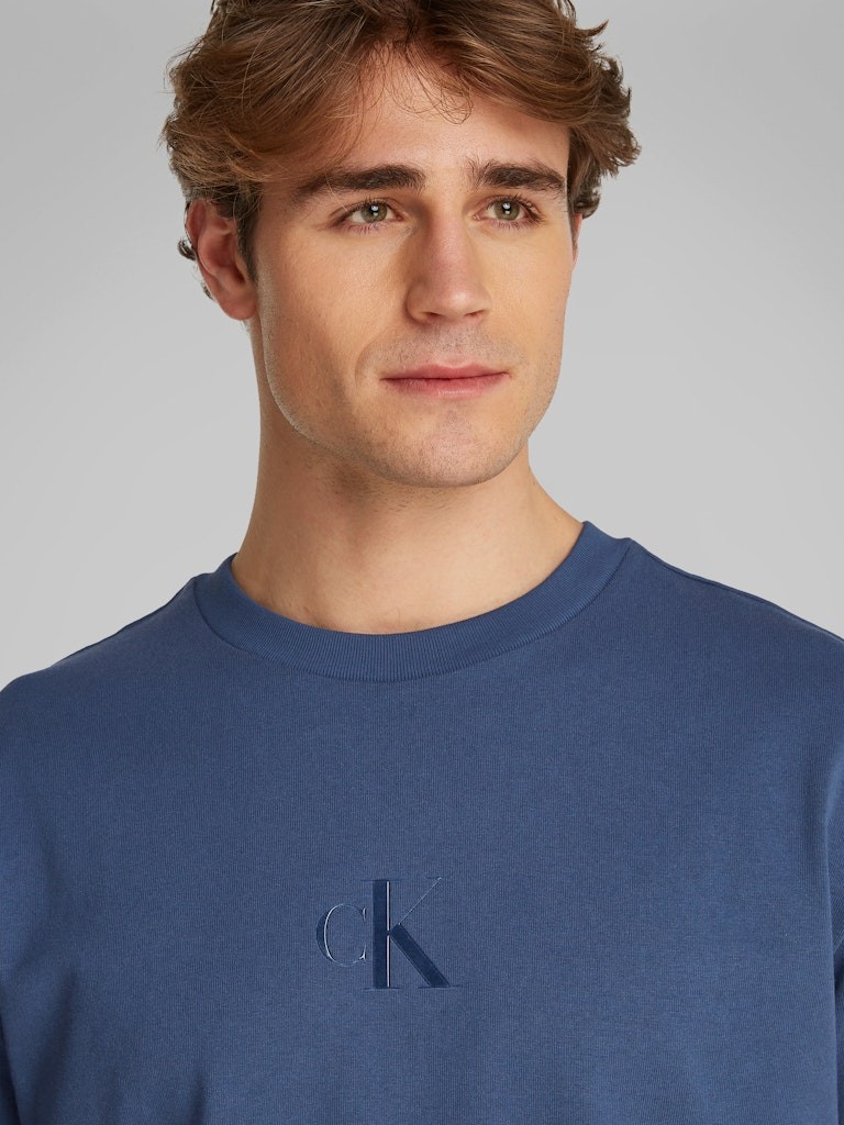 Calvin Klein Pamuk Mavi Erkek Kısa Kollu T-Shirt - LV04RAB812RLY