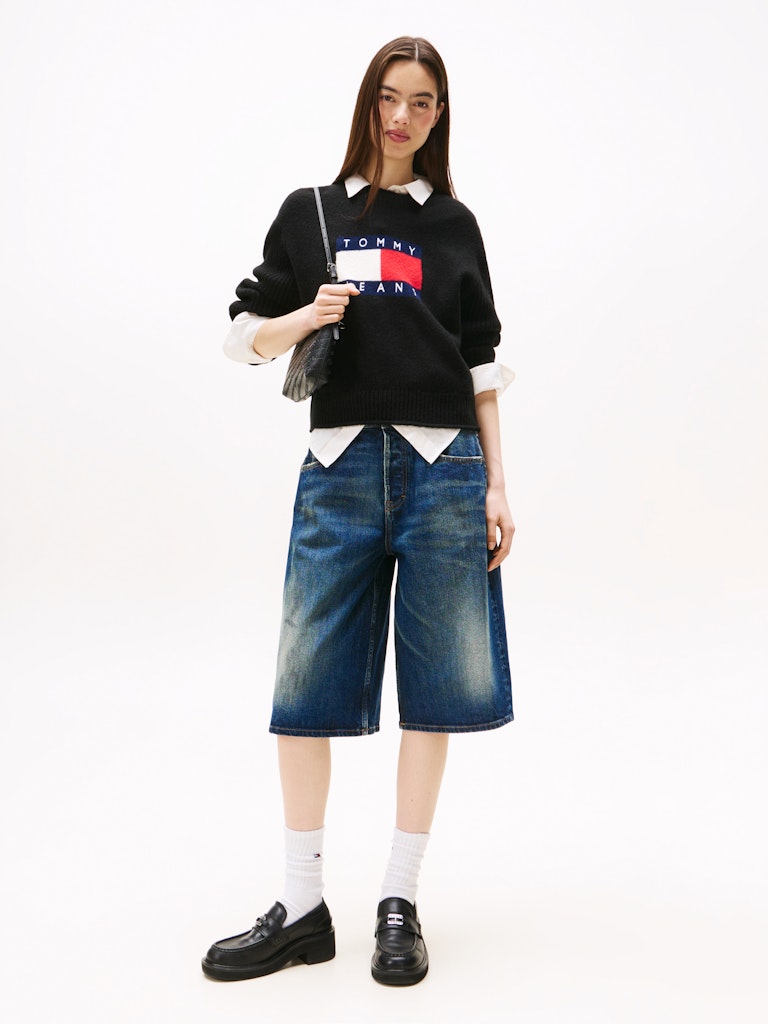 Tommy Hilfiger Kadın Siyah O Yaka Triko