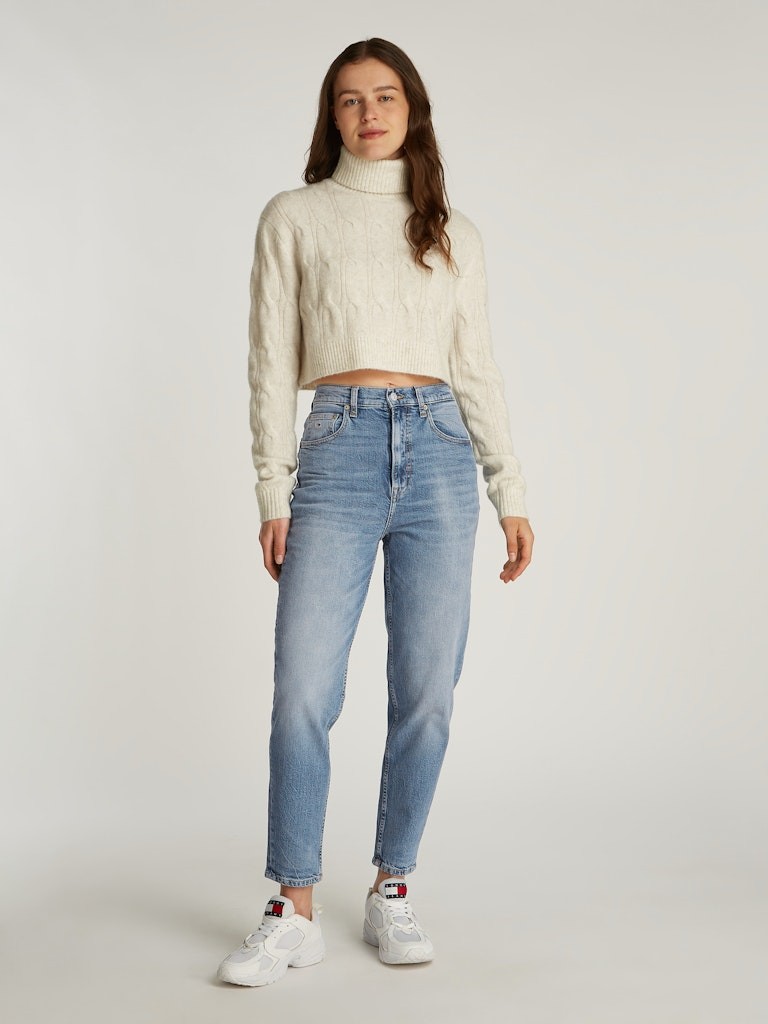 Tommy Jeans Kadın Yüksel Bel Tapered Mom Jeans Pantolon - DW0DW197681AB