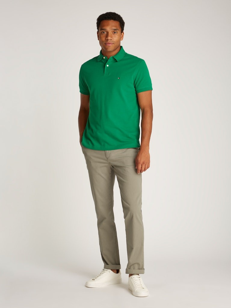 Tommy Hilfiger Organik Pamuk Yeşil Erkek Kısa Kollu Düğmeli Polo Yaka T-Shirt - MW0MW17770L4F