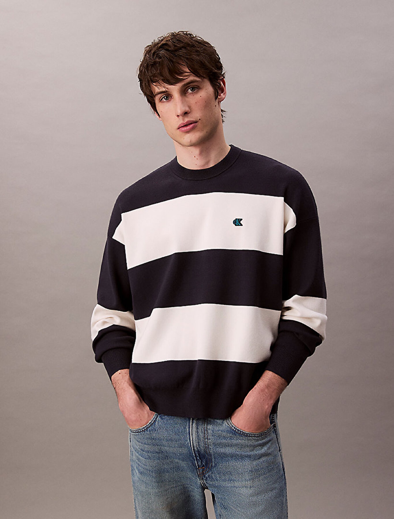Calvin Klein Erkek Striped Snowy Kazak