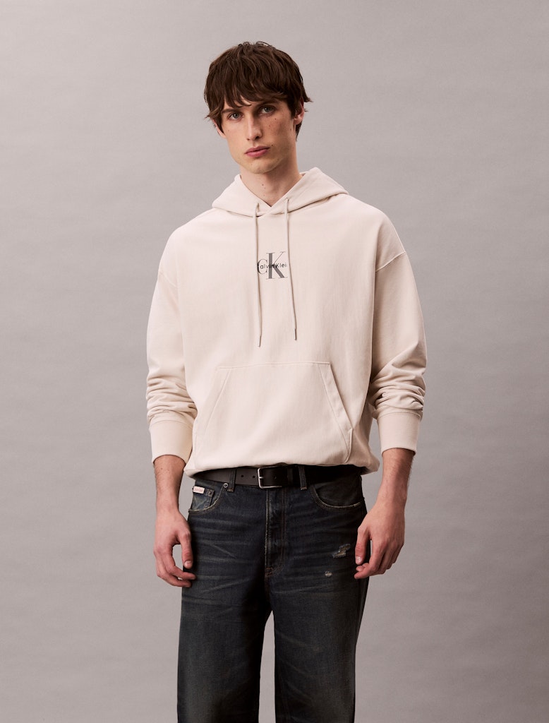 Calvin Klein Erkek Bej Kapşonlu Sweatshirt