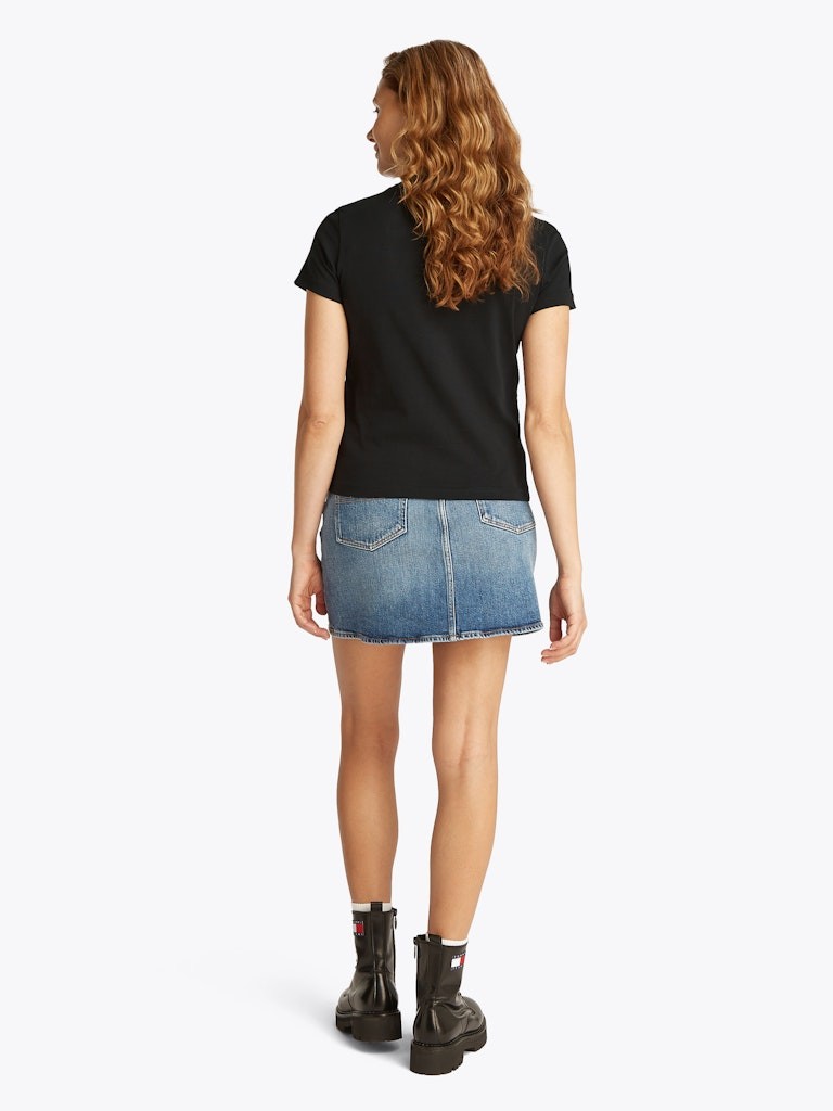Tommy Hilfiger Rejeneratif Pamuk Siyah Kadın Kısa Kollu T-Shirt - DW0DW21338BDS