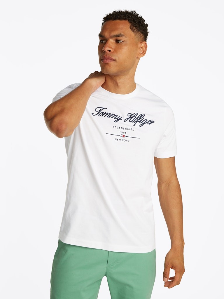 Tommy Hilfiger Rejeneratif Pamuk Beyaz Erkek Kısa Kollu T-Shirt - MW0MW33691YBR