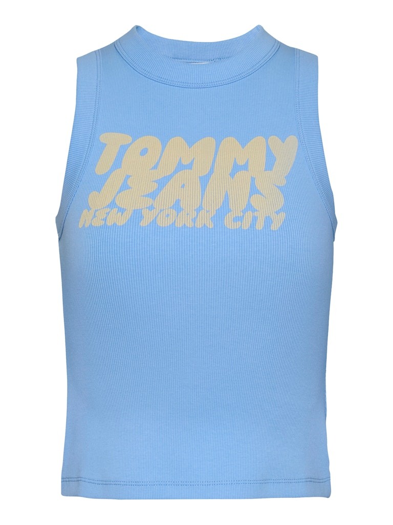 Tommy Hilfiger Rejeneratif Pamuk Mavi Kadın Kolsuz T-Shirt - DW0DW21339C12