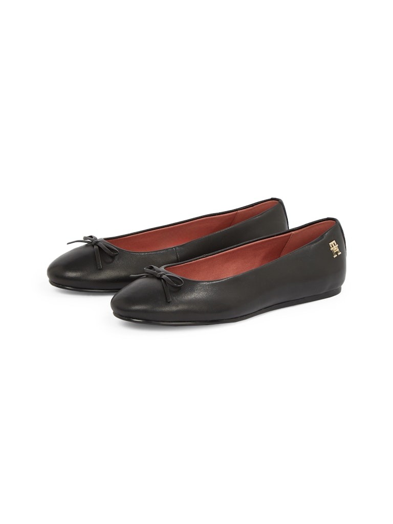 Tommy Hilfiger Monogram Deri Fiyonklu Balerinler Babet - FW0FW08359BDS