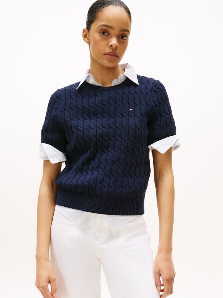 Tommy Hilfiger Kadın Lacivert O Yaka Triko