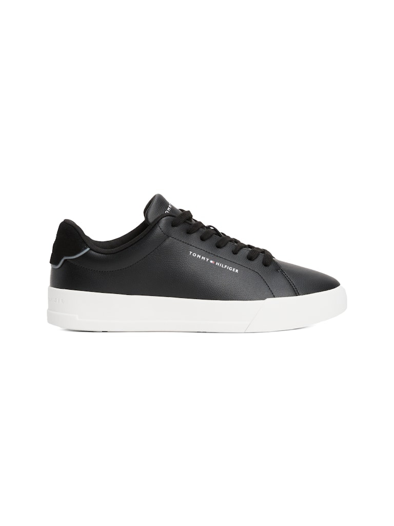 Tommy Hilfiger Deri Siyah Erkek Kısa Taban Sneakers