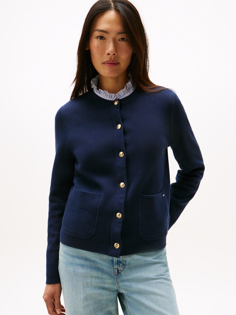 Tommy Hilfiger Kadın Lacivert Hırka Düğmeli Triko