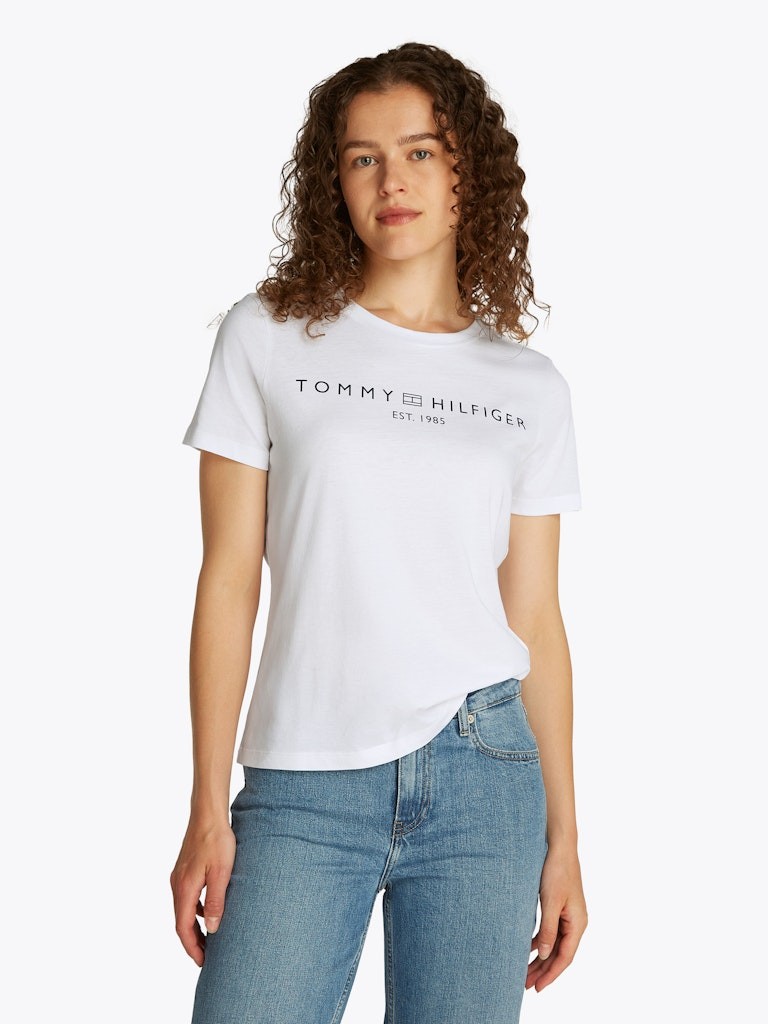 Tommy Hilfiger Rejeneratif Pamuk Beyaz Kadın Kısa Kollu T-Shirt