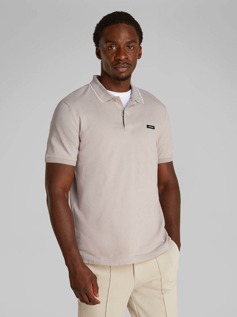 Calvin Klein Organik Pamuk Gri Erkek Kısa Kollu Düğmeli Polo Yaka T-Shirt