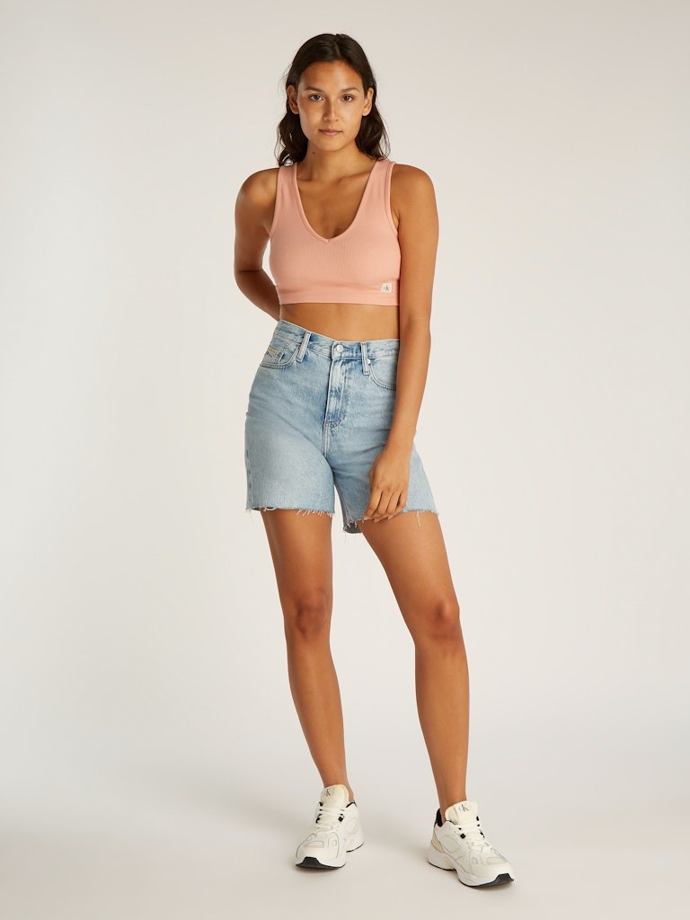 Calvin Klein Rejeneratif Pamuk Pembe Kadın Kolsuz T-shirt