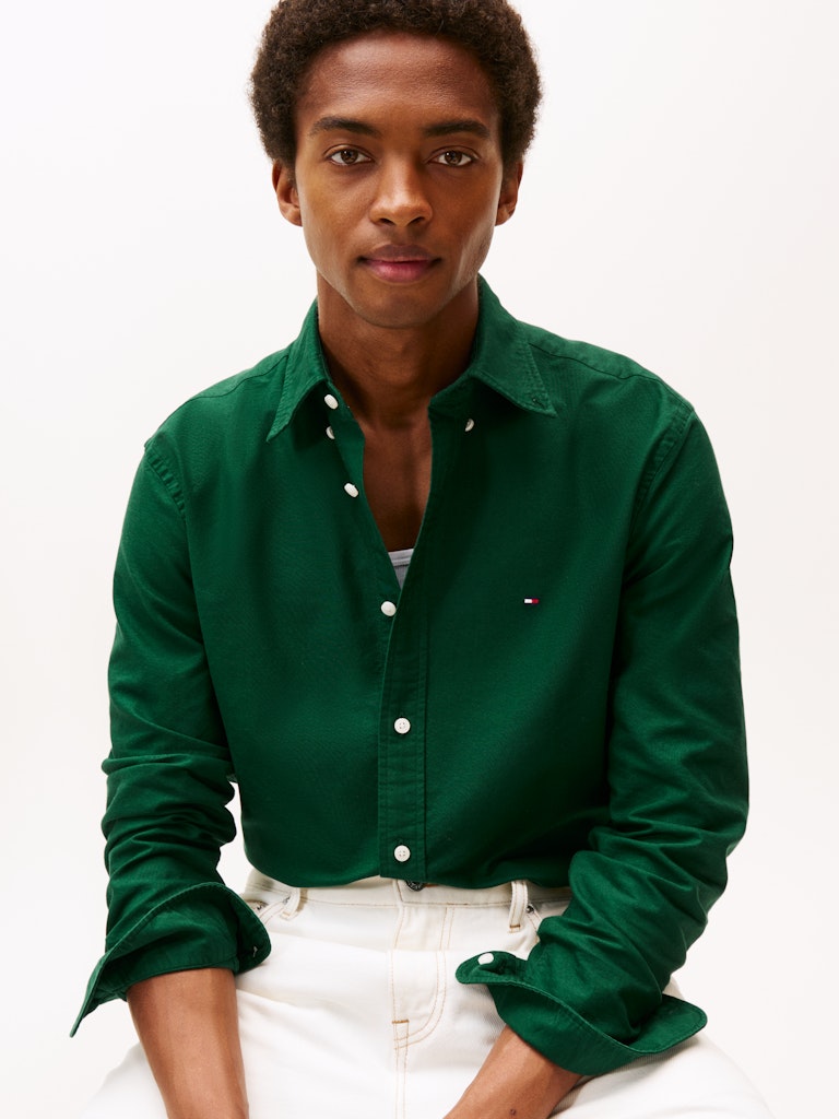 Tommy Hilfiger Erkek Oxford Normal Kesim Yeşil Gömlek