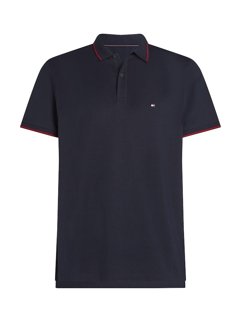Tommy Hilfiger Pamuk Lacivert Erkek Kısa Kollu Düğmeli Polo Yaka T-Shirt - MW0MW37310DW5