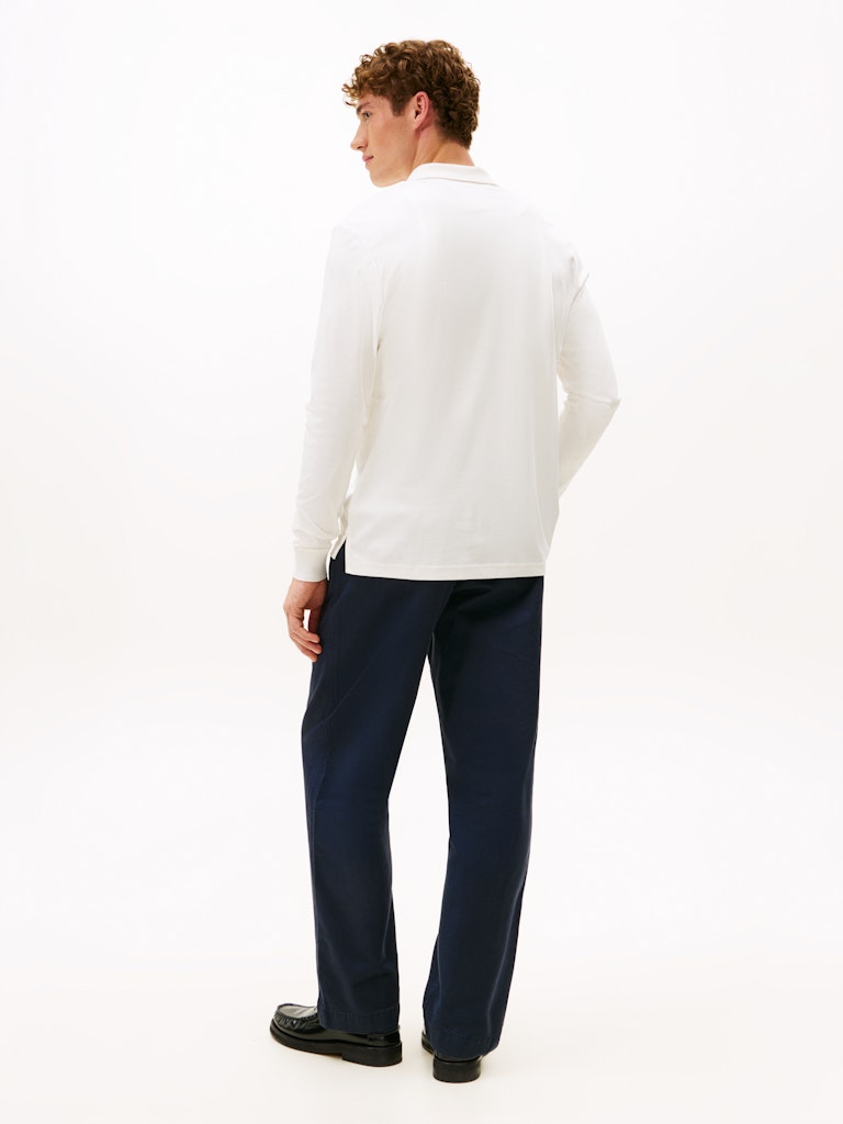 Tommy Hilfiger Erkek Fermuarlı Polo Yaka Beyaz T-Shirt