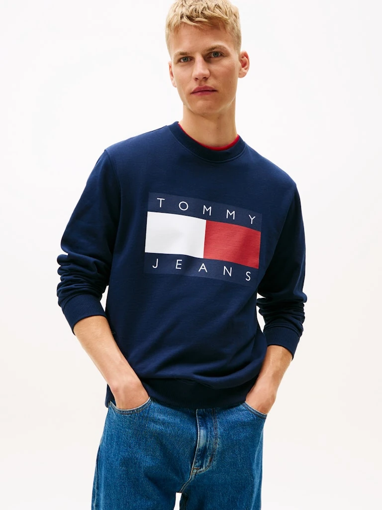 Tommy Hilfiger Erkek Lacivert Pamuk O Yaka Sweatshirt