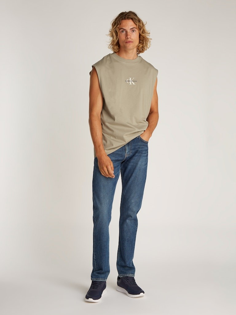 Calvin Klein Rejeneratif Pamuk Gri Erkek Kolsuz T-shirt - J30J327493PAH
