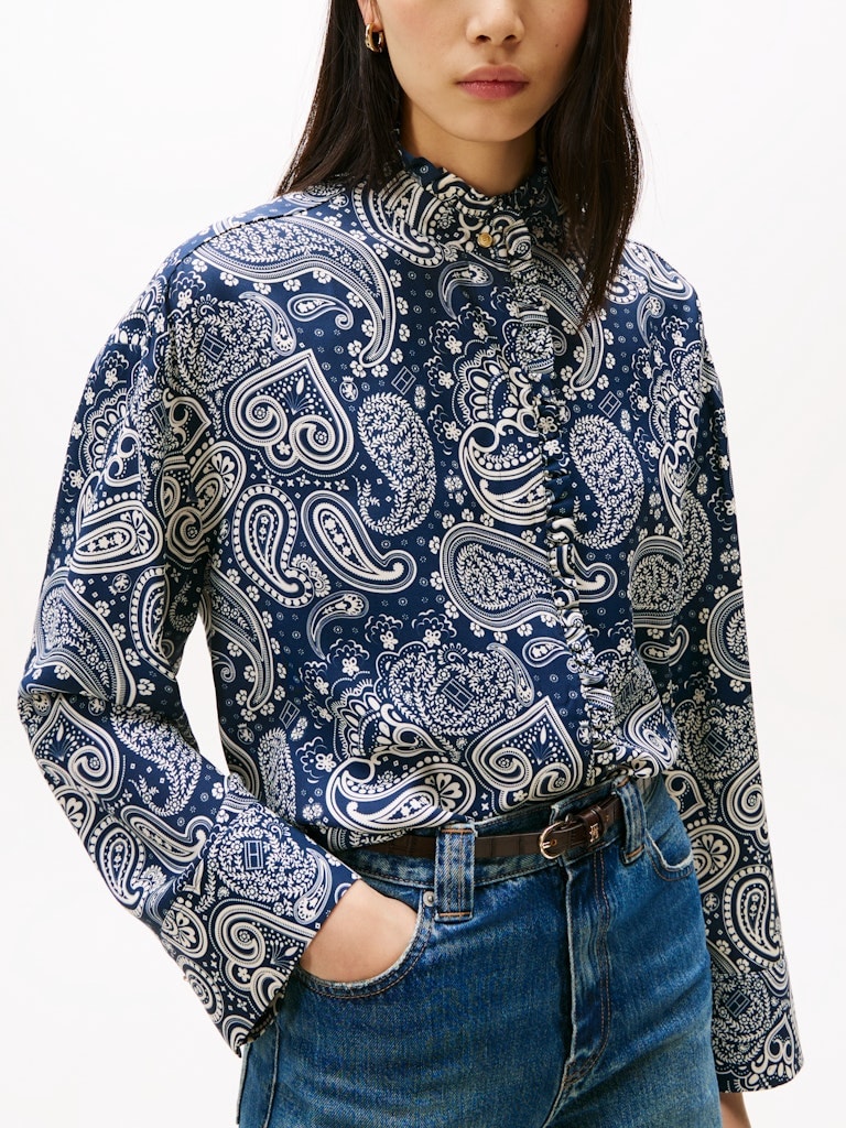Tommy Hilfiger Kadın Lacivert  Normal Kesim Uzun Kollu Gömlek