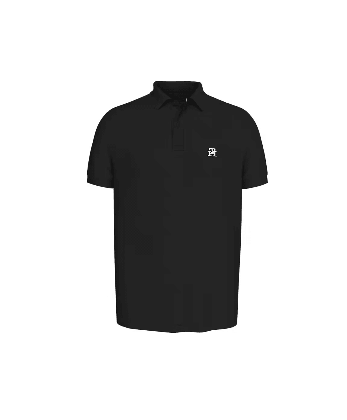 Tommy Hilfiger Organik Pamuk Siyah Erkek Kısa Kollu Düğmeli Polo Yaka T-Shirt