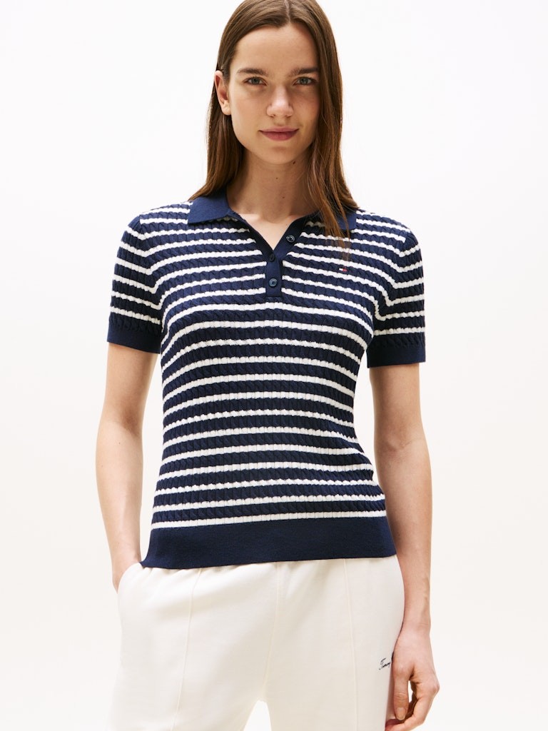 Tommy Hilfiger Kadın Lacivert Polo Yaka Triko - WW0WW414740BB