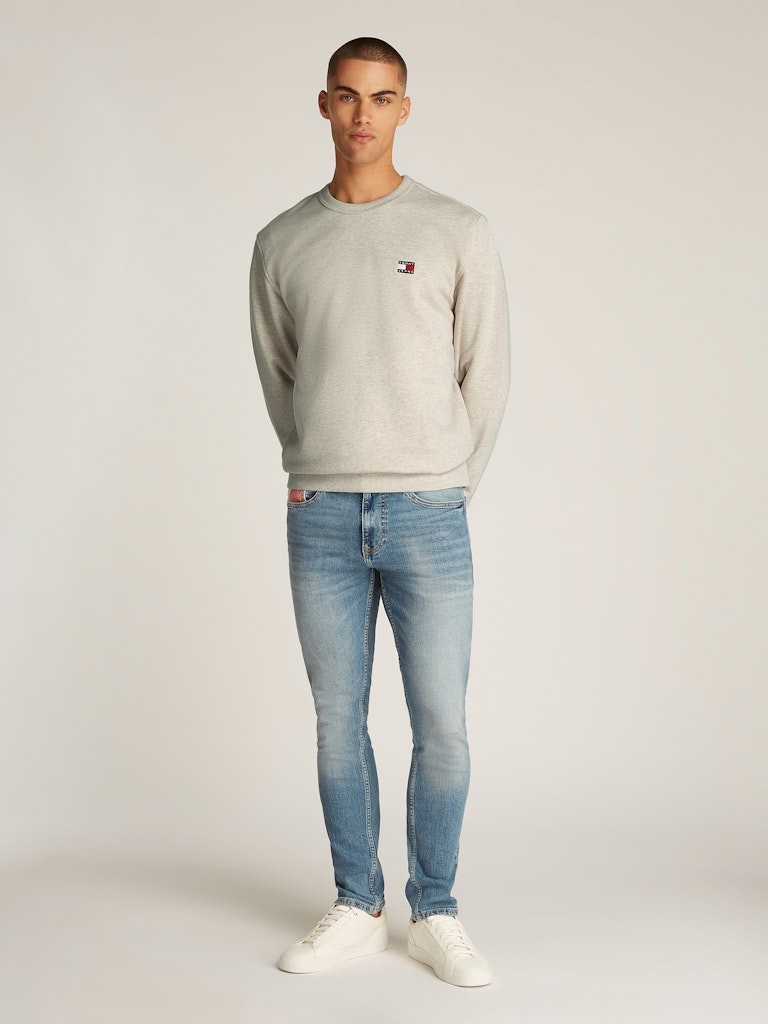 Tommy Jeans Erkek Logolu Bej Sweatshirt - DM0DM20660AE3