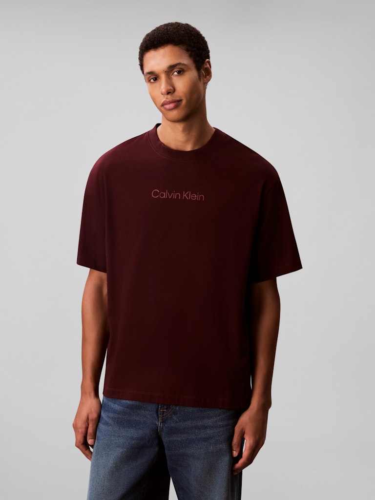 Calvin Klein Erkek Bordo Pamuk O Yaka T-Shirt