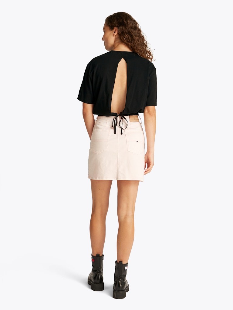 Tommy Hilfiger Rejeneratif Pamuk Siyah Kadın Kısa Kollu Crop T-Shirt