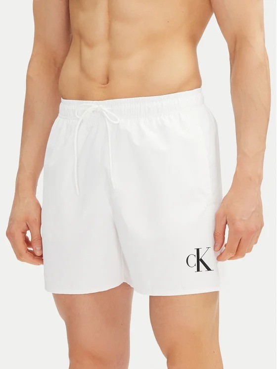 Calvin Klein Beyaz Erkek Deniz Şortu - KM0KM01101YCD