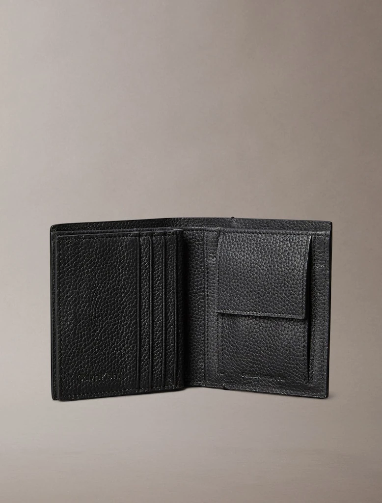 Calvin Klein Erkek Siyah Deri 2'ye Katlanan Cüzdan