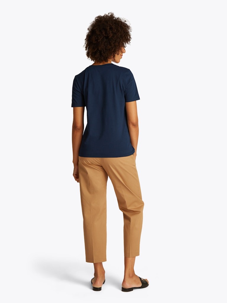 Tommy Hilfiger Rejeneratif Pamuk Lacivert Kadın Kısa Kollu T-Shirt - WW0WW45428C1G