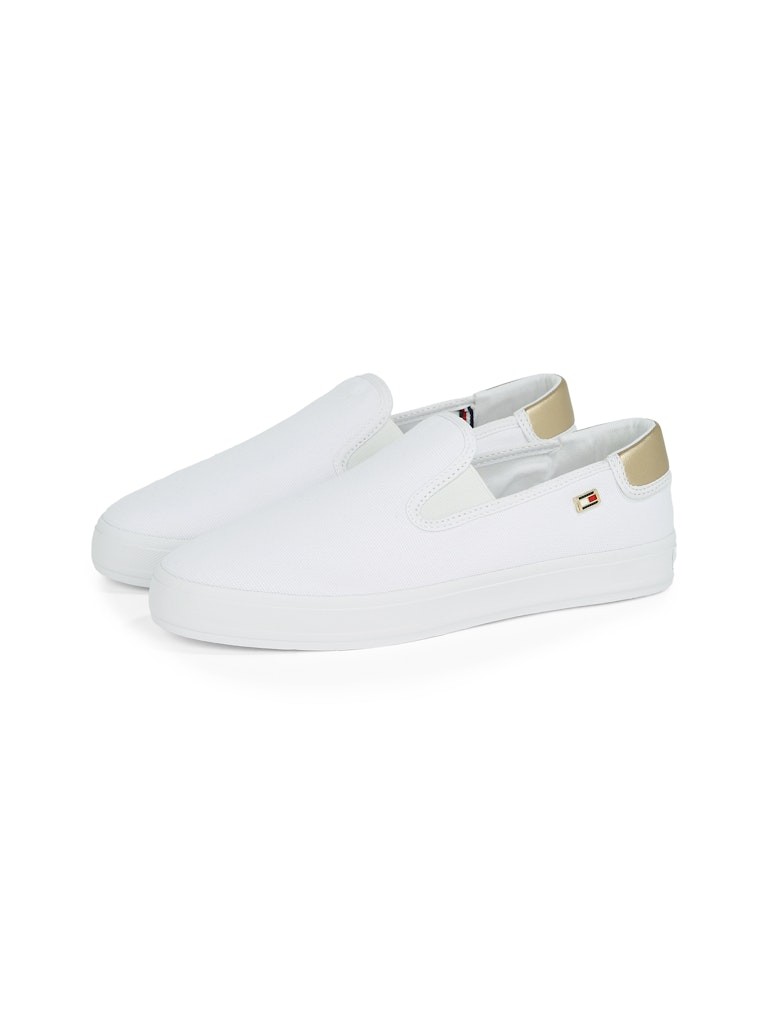 Tommy Hilfiger Pamuk Beyaz Kadın Kısa Taban Sneakers - FW0FW08645YBS