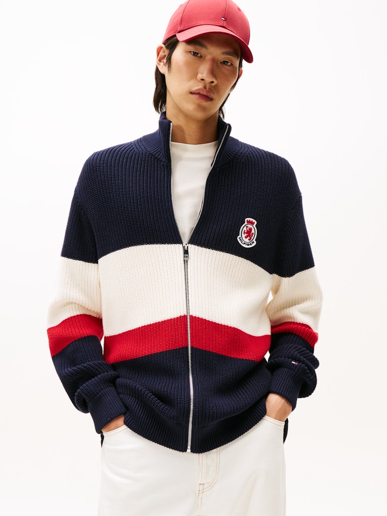 Tommy Hilfiger Erkek Tam Fermuar Lacivert Triko